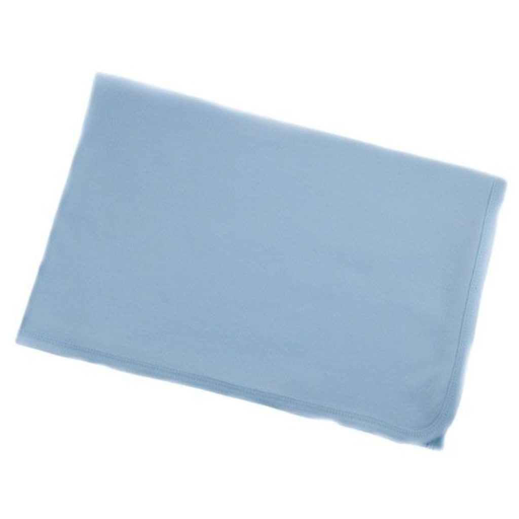 A blue blanket is depicted in this image, with a white background. The blanket appears to be folded, and the image is taken from a top-down perspective.