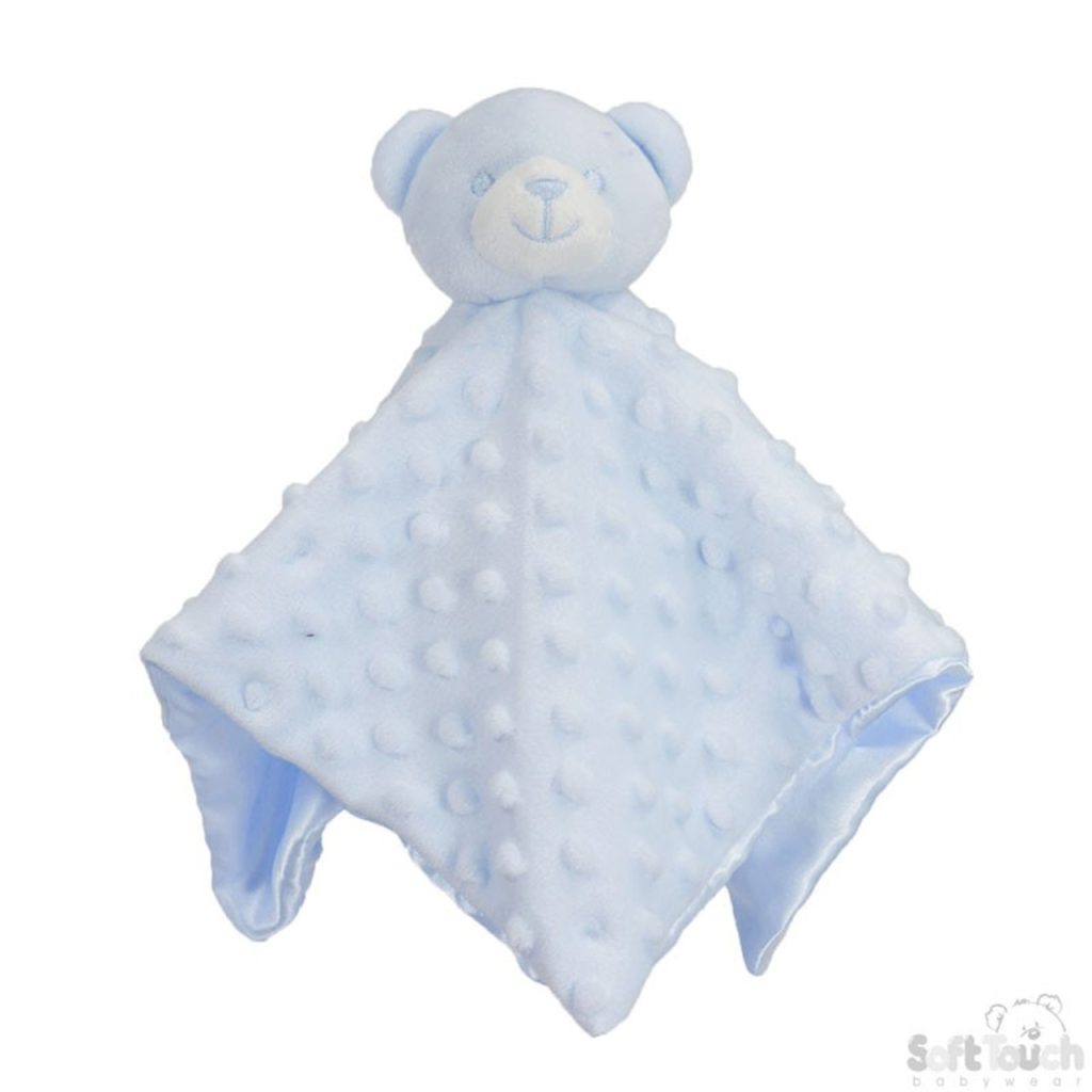 A blue-colored teddy bear is depicted in this image, with a white background. The bear is adorned with white and black colors, and it appears to be a plush toy.