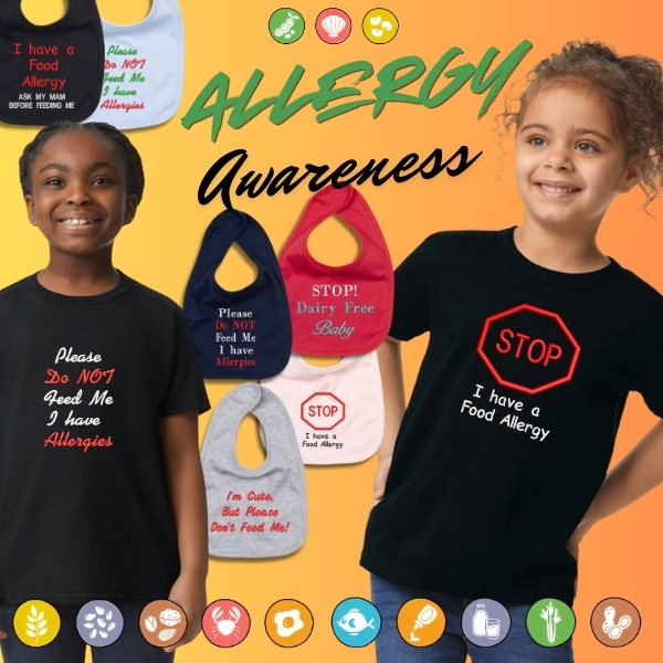 A group of children are depicted in this image, with a black t-shirt featuring text and a red stop sign. The background is yellow.