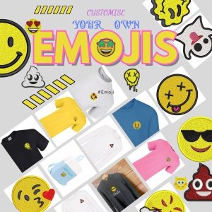 A collage image is presented, featuring various cartoon-like designs and a logo. The background is white, and the image is blurred in the background.