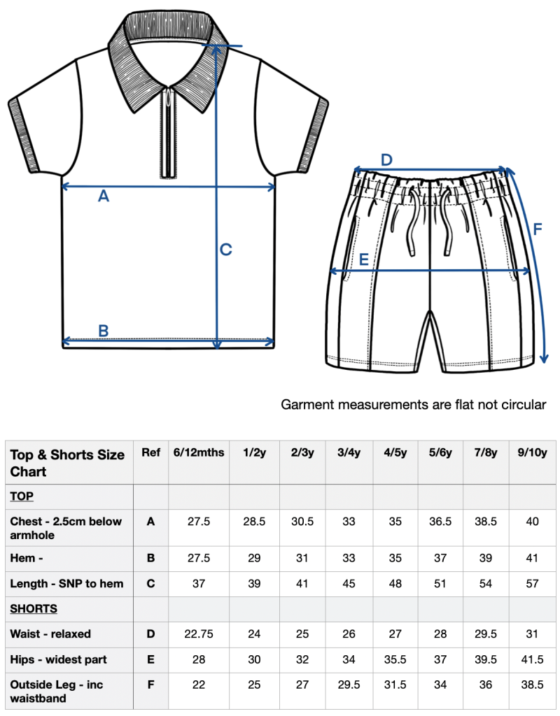 Boy's zip neck polo shirt and short set in sky blue